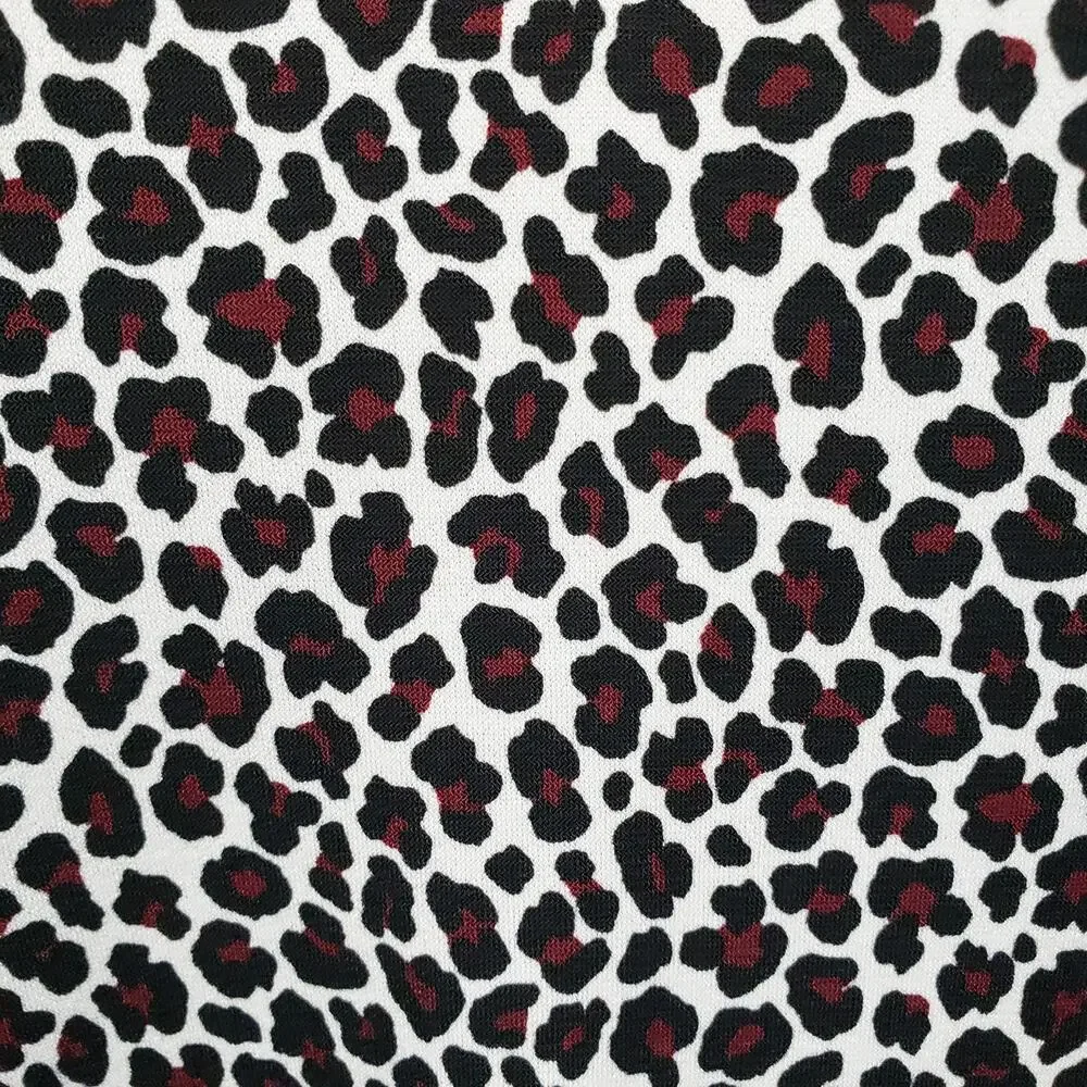 NWT MICHAEL KORS Arm Slit Animal Print Top Blouse Women L V-Neck Ruby Black